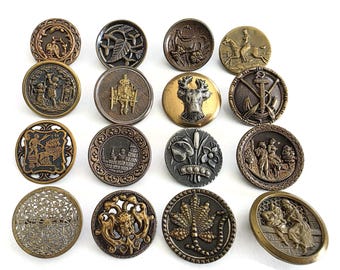 Antique 1800s Victorian Metal Buttons for Sewing & Knitting - Multiple Styles Available (1 to 1 1/8 inch)