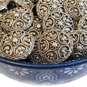 Vintage Metal Buttons, Renaissance Scrolls for Sewing Costumes and Waistcoats 11/16 inch