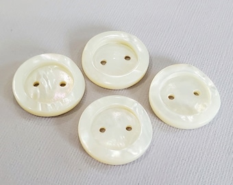 Thick Vintage Mother of Pearl Coat Buttons with Wide Spaced Holes, just over 1 inch for Sewing and Knitting