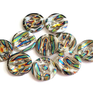 Iridescent Zebra Vintage Buttons, Peacock Striped Mother of Pearl for Sewing, Knitting Sweaters, Jewelry Beads, Style Choices, 6 Pieces image 2