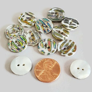 Iridescent Zebra Vintage Buttons, Peacock Striped Mother of Pearl for Sewing, Knitting Sweaters, Jewelry Beads, Style Choices, 6 Pieces image 8