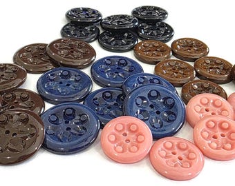 6 Vintage Casein Buttons for Sewing & Knitting, Color and Size Choices (5/8, 3/4, 7/8 inch)