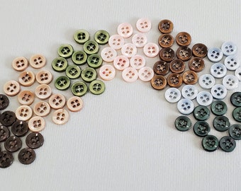 12 Tiny Mother of Pearl Vintage Buttons, Color Choices for Sewing, Knitting Baby Sweaters, Doll Clothes, Jewelry Beads 1/4 inch 6-7mm