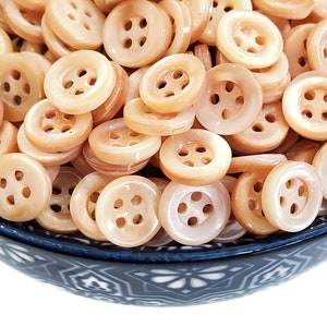 Vintage Mother of Pearl Shirt Buttons in Neutral Tan, Your Choice of Quantity for Sewing, Knitting, Baby Sweaters, just over 3/8 inch