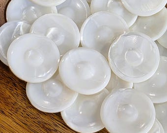 Snowy White Mother of Pearl Vintage Buttons, Natural Shell for Sewing, Knitting Sweaters, 3/4 inch