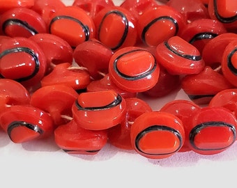 Small Vintage Glass Shirt Buttons in Cheerful Cherry Red, just over 3/8 inch Shank Style for Sewing, Knitting, Jewelry Beads