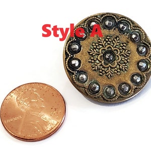 Antique Victorian Metal Buttons in Your Choice of Styles, Large Authentic 1800s Vintage for Sewing, Knitting, Steampunk Cosplay Style A