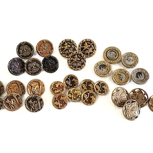 Victorian Antique Button Sets in Your Choice of Styles, 1800s Vintage Brass and Metal for Sewing, Knitting, Jewelry, Steampunk Cosplay