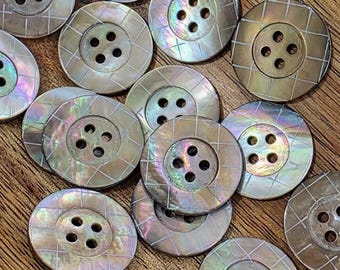 Rökfärgade pärlemorknappar i vintagestil, naturfärgat snäckskal för sömnad och stickning (7/8 tum, 22 mm)