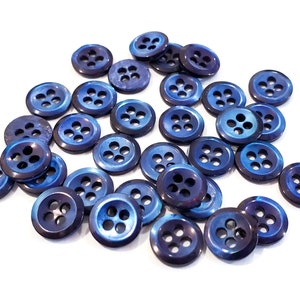 Navy Mother of Pearl Vintage Buttons, 3/8 inch 9.5mm Shell Buttons for Sewing and Knitting Baby Sweaters, Choose Quantity