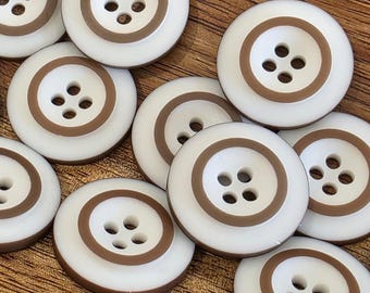 Vintageknappar för retrosömnad och stickning: Mjölkchoklad och vit (7/8 eller 9/16 tum)