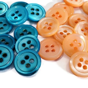 Pärlemorsknappar i vintage-stil, turkos eller orange sorbet, 5/8 tum 15 mm skjortknappar för stickning, tröjor och sömnad