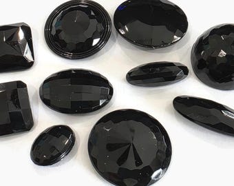 10 Large Antique Beveled Glass Buttons, Light Catching Coat Buttons for Sewing & Knitting