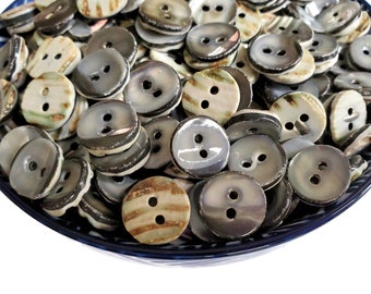 Reversible Mother of Pearl Buttons, Natural Smoke and Bronze Shirt Buttons for Sewing, Knitting Sweaters, Crafts, Beads, 1/2 inch 12mm