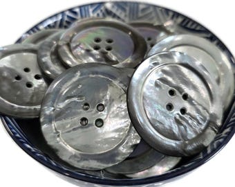 Extra Large Mother of Pearl Vintage Coat Buttons, Excellent Quality Shell, scant 1 3/4 inch