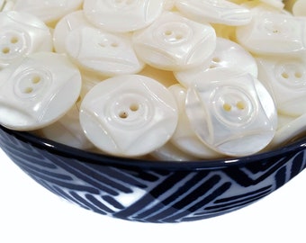 Mother of Pearl Vintage Buttons, Choose Your Quantity, Shell Buttons for Knitting Sweaters, Sewing, Jewelry Beads, 3/4 inch 19mm