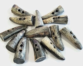 Vintage Toggle Buttons Made of Natural Antler Horn, Choose Quantity
