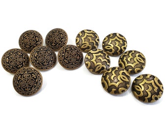 Vintage Metal Coat Buttons in Your Choice of Renaissance  or Abstract Style, Gold Sewing Buttons for Retro Fashion 7/8 inch