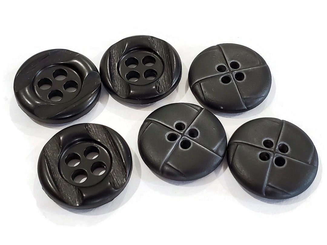 10, 21.6mm 34L Patterned Buttons, Black Fancy Buttons, Black Buttons, Coat  Buttons, Shank Buttons, Vintage Buttons, Sewing Supplies 