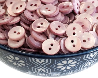 Vintage Mother of Pearl Shirt Buttons Tinted Soft Purple, 3/8 inch 2 Hole Shell for Sewing, Knitting, Embellishments, Choose Your Quantity