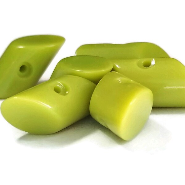 8 Toggle Vintage Buttons in Luscious Lime Green for Jewelry Supplies Beads Sewing Knitting