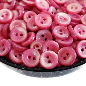 Fuchsia Mother of Pearl Vintage Buttons in Your Choice of Quantity, Nice Quality Shell Shirt Buttons for Sewing and Knitting, 1/2 inch