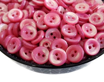 Fuchsia Mother of Pearl Vintage Buttons in Your Choice of Quantity, Nice Quality Shell Shirt Buttons for Sewing and Knitting, 1/2 inch