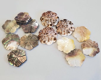 Vintage Carved Mother of Pearl Flower Buttons for Sewing & Knitting, Your Choice of Styles 1 1/4 to 1 3/8 inch