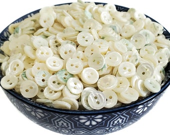 Vintage Mother of Pearl Buttons: Luminous White Shell, 3/8 inch