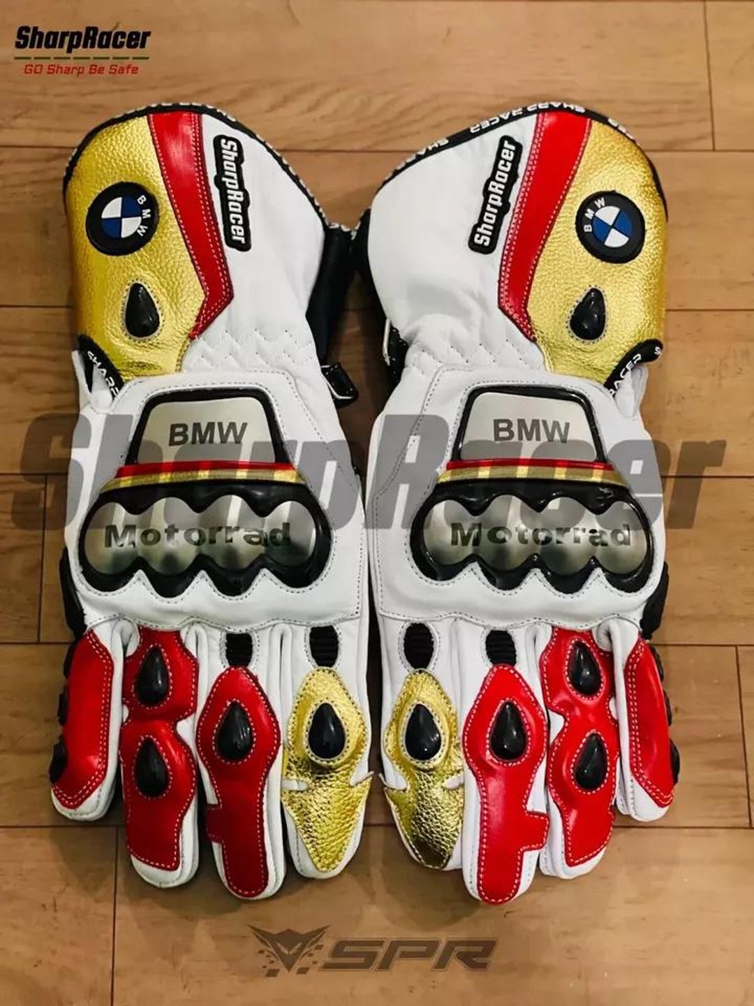 Genuine Leather BMW Motorrad Motorcycle Gloves Custom Racing Protection ...