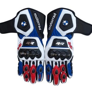 BMW Motorrad RR Motorcycle Racing Leather Gloves Motorbike Racing Gants Guantes