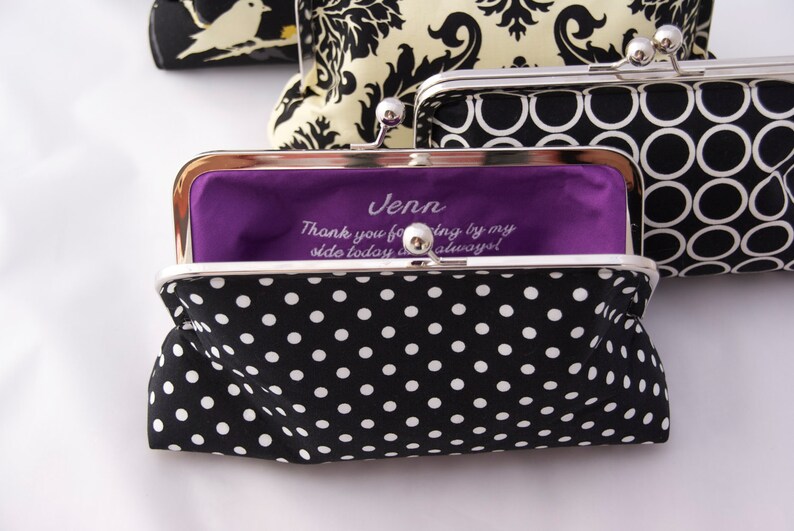 Set of 3 Bridesmaids Clutches Handbags in Black and White Etsy