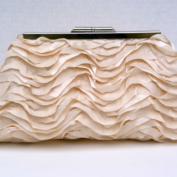 Champagne Satin Brides Clutch for Bride or Bridesmaids- Formal- Design your own