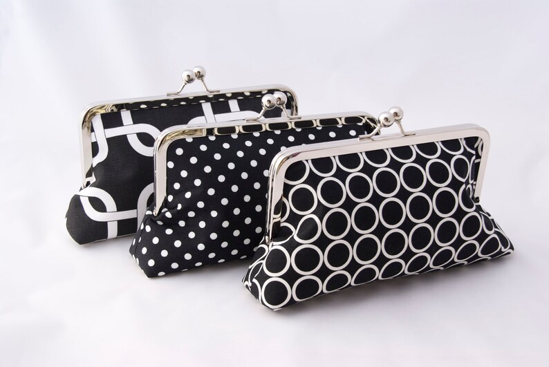 Set of 3 Bridesmaids Clutches Handbags in Black and White Etsy