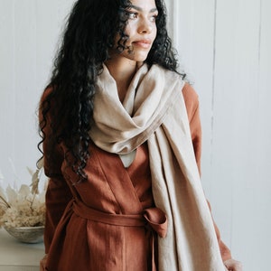 Linen Scarf, Oversized Women's Shawl, Lightweight Large Scarf, 100% Washed Linen, Handmade Gift for Her, Multiple Colours Available