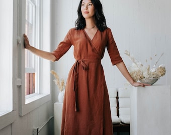 ワンピース THEREDTHREAD / V slit long dress fog 新品】THEREDTHREAD V slit long dress fog THE RED THREAD V slit