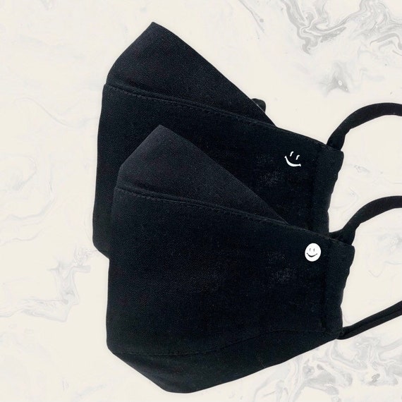 3 Layer Black Face Maskblack Cloth Face Maskcanada Made 3D Etsy