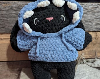 Conejito grande de crochet con capucha de tiburón, amigurumi, peluche, peluche
