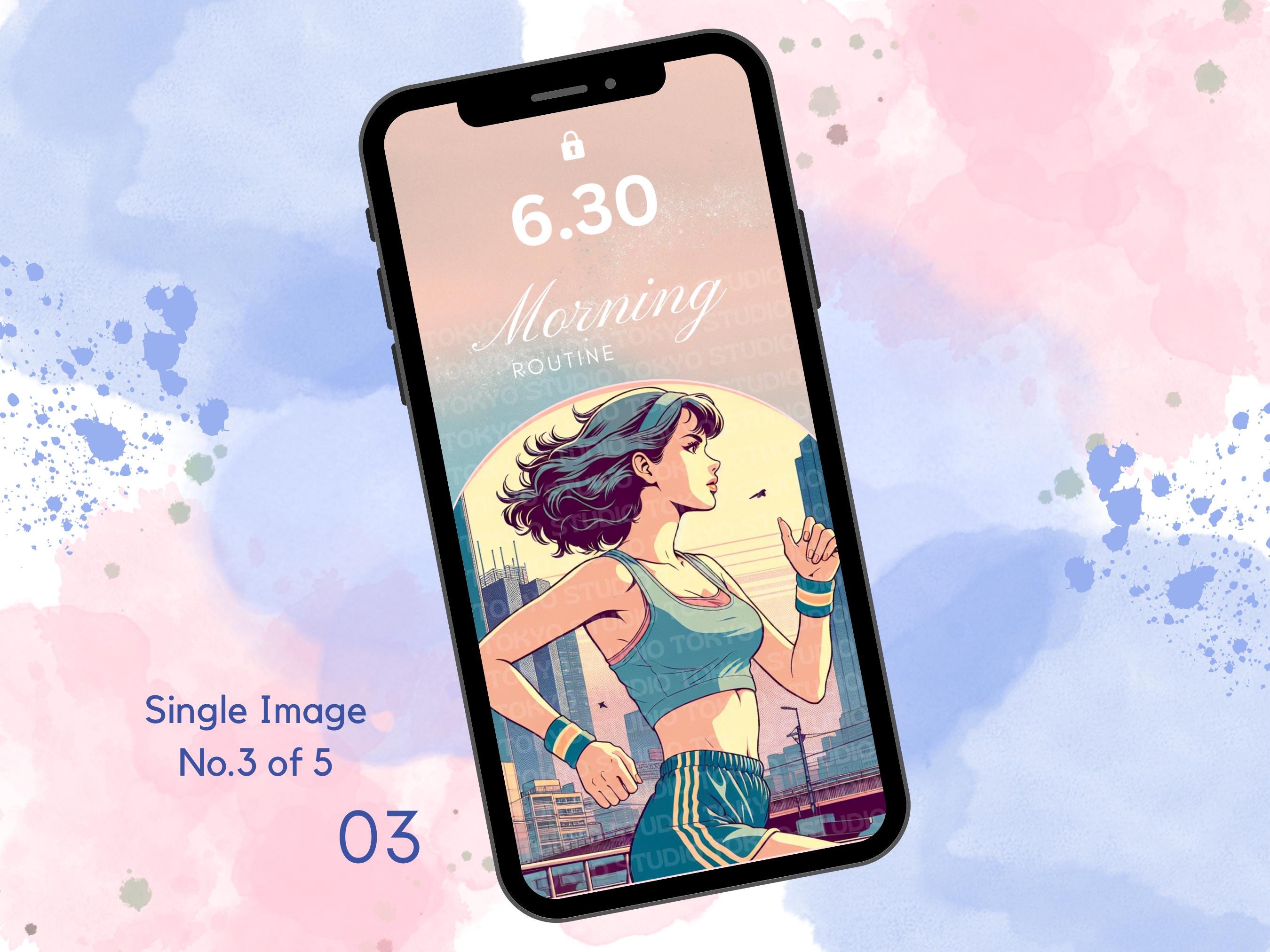 Morning Routine Wallpaper – Aesthetic Runner Girl iPhone Lock Screen - Etsy