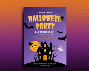 Halloween Party Invitation, Haunted House Invitation, Spooky Halloween Party