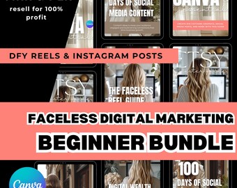 Faceless Marketing Beginner Bundle, done for you digital products with MRR / PLR licence. Master Resell Rights content bank