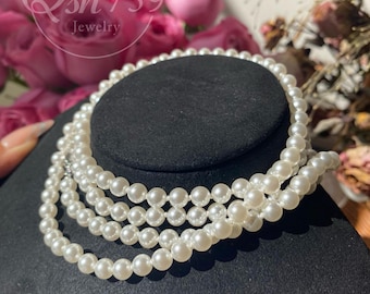 Extra Long Swarovski Pearl Necklace: Multi-Layered Sweater Chain XL078