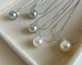 12mm Pearl S925 Sterling Silver Chain Necklace XL010