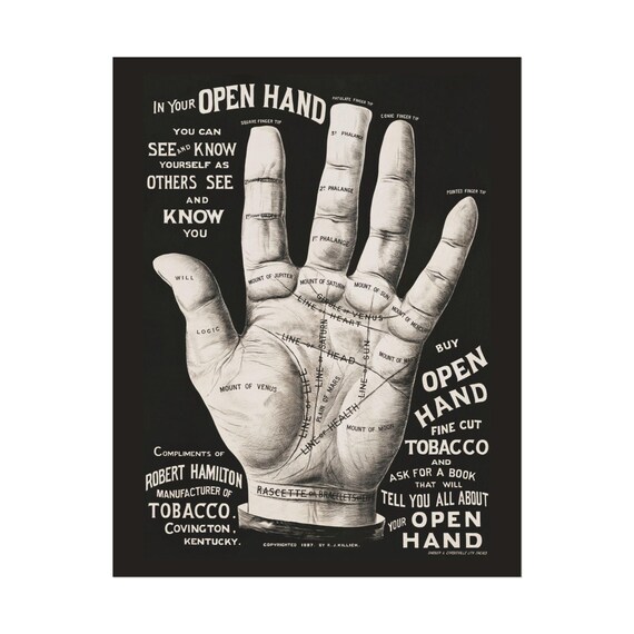 tobacco reading Vintage Palm Reading Print: 1887 Tobacco Ad Wall Art