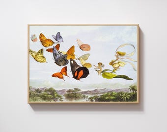 Vintage Fairy Butterfly Print: Whimsical Nursery Wall Art