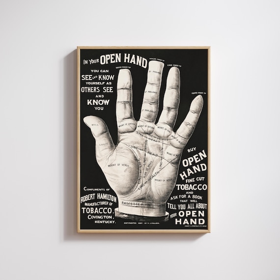 tobacco reading Vintage Palm Reading Print: 1887 Tobacco Ad Wall Art