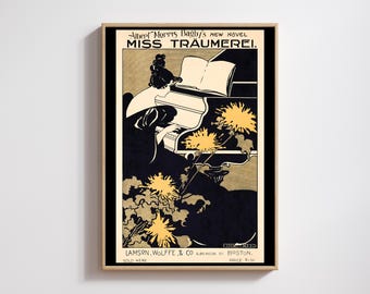 Vintage Piano Room Art Nouveau Poster: "Miss Träumerei" by Ethel Reed