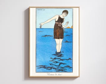 George Barbier Woman and Crab Art Deco Print: 1913 French Fashion Illustration