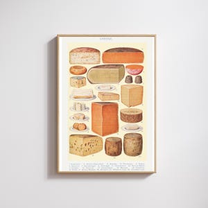 Vintage Cheese Diagram Poster: Kitchen Foodie Wall Art