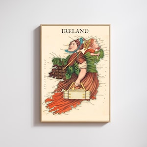 Vintage Ireland Map Art Print | Irish Heritage Decor | Vintage Irish Map Art | Abstract Map Poster | Cool Vintage Ireland Map Print